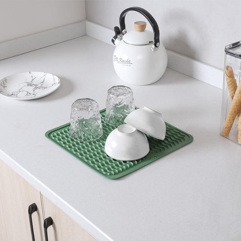 MicoYang Silicone Dish Drying Mat for Multiple Usage,Easy clean,Eco-friendly,Heat-resistant Silicone Mat for Kitchen Counter or Sink,Refrigerator ...