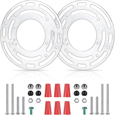 2 Pack Light Fixture Mounting Brackets, Ceiling Light Mounting Plate, Wall Light Mount Blocks with Screw and Nuts, 4” Round Junction Box Adaptor f...