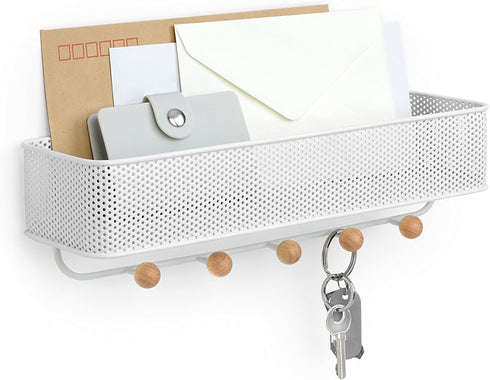 Umbra Estique Entryway Organizer, Great for Storing Keys, Small Accessories, Mail, Wallets and More, White Finish...