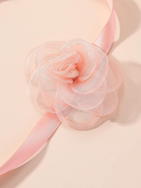 Pingyongchang Black Choker Camellia Flower Lace-up Necklace Gothic Bow Flower Lace Choker Necklaces For Women rendy Statement Jewelry Gift...