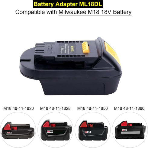 Biswaye Adapter Compatible with DeWalt 20V Max Tools, Compatible with Milwaukee M18 18V Battery to Replacement for DeWalt 20-Volt Battery, ML18DL ...