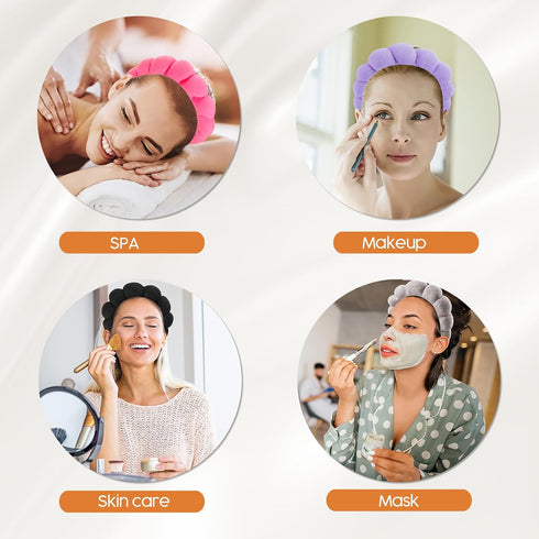 Spa Headband Face Wash Bubble Skincare Set, Makeup Skin Care Hair Accessories For Women, Sponge Puffy Grwm Get Ready Hair Band, Self Care Gifts Fo...