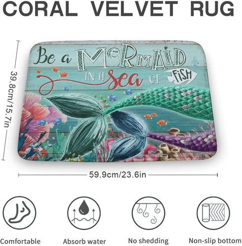 Be A Mermaid in A Sea of Fish - Mermaid Welcome Doormat Outdoor Indoor Farmhouse Entrance Rugs Housewarming Decor Home Kitchen Floor Front Door Ma...