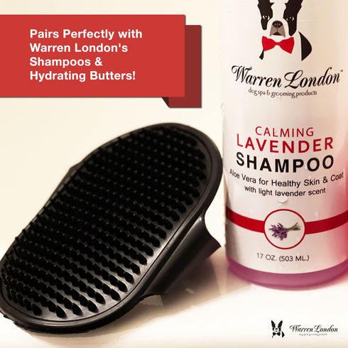 Warren London Grooming Bath Brush for Dogs and Cats | Applicator for Dog Shampoo, Hydrating Butter, or Pet Leave In Conditioner | Black...