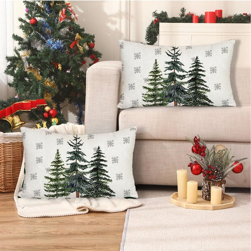 RABUSOFA Christmas Pillows Covers 12x20 Winter Tree Snowflake Decorations Decorative Pillow Cases Farmhouse Holiday Xmas lumbar Cushion Covers for...