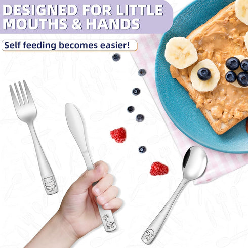 VITEVER 12-Piece Toddler Utensils, Stainless Steel Kids Silverware Set, Children Safe Forks, Spoons and Knives - Mirror Polished, Dishwasher Safe...