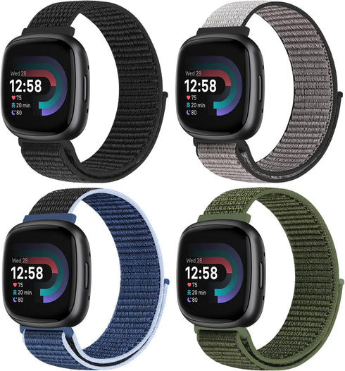 Sport Loop Compatible with Fitbit Versa 4 Fitbit Sense 2 Fitbit Versa 3 Fitbit Sense for Women Men,Soft Nylon Adjustable Breathable Replacement Wr...