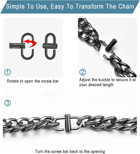 CooBigo 6 PCS Bag Chain Shortener Clip Adjustable Metal Buckles, Chain Shortener for Purse Chain Strap Clip Handbags Buckle Clasp Hardware Making ...