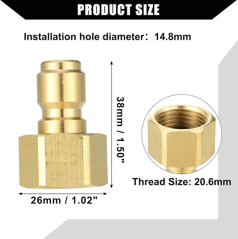 Pressure Washer Coupler/Outer Washer Gun Adapter Universal for Car/Durable Brass 1/2" / 1 Pcs Copper Tone...