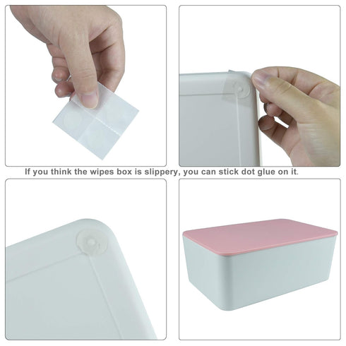 Diaper Wipes Dispenser, Tissue Storage Box Case, Wet Wipe Dispenser Holder with Lid for Home, Office, Cars (Pink)...