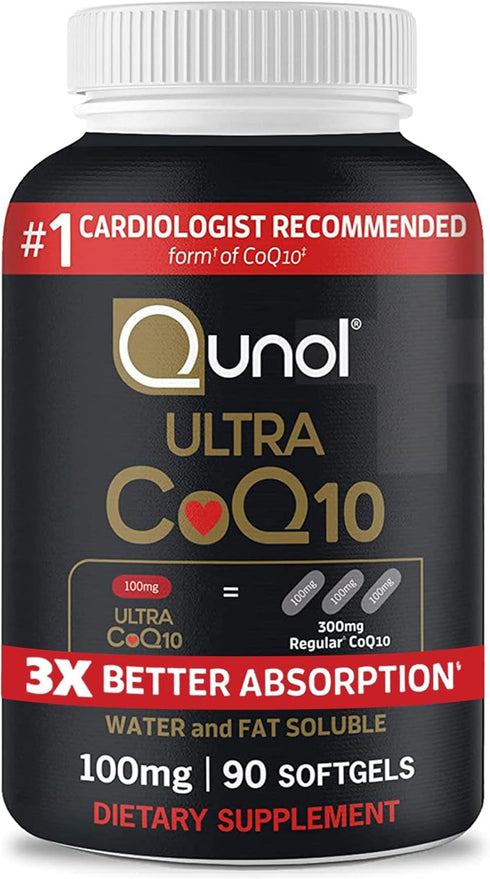 Qunol Ultra CoQ10 100mg Softgels- 3x Better Absorption, Antioxidant for Heart Health & Energy Production, Coenzyme Q10 Vitamins and Supplements, 3...