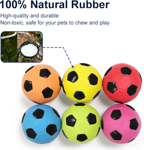 2'' Latex Squeaky Dog Soccer Ball Toys, Dog Football Ball for Puppy Small Medium Dogs, Vibrant Colors Soccer Chew Fetch Throw Ball 6 Pcs/Set...
