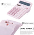 Calculators Desktop, Pink Calculator, Cute Calculator 12 Digit Desk Calculator Large Display, Dual Power Solar Battery, Office Home School Supplie...