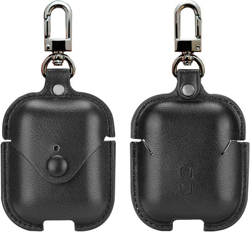MODOS LOGICOS Leather Charging Case Cover for AirPods 1/2, Secure Snap-Fastener Compatible with Apple AirPods 1/2 Generation - Black...