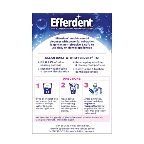 Efferdent Retainer Cleaning Tablets, Denture Cleanser Tablets for Dental Appliances, Complete Clean, 102 Tablets...