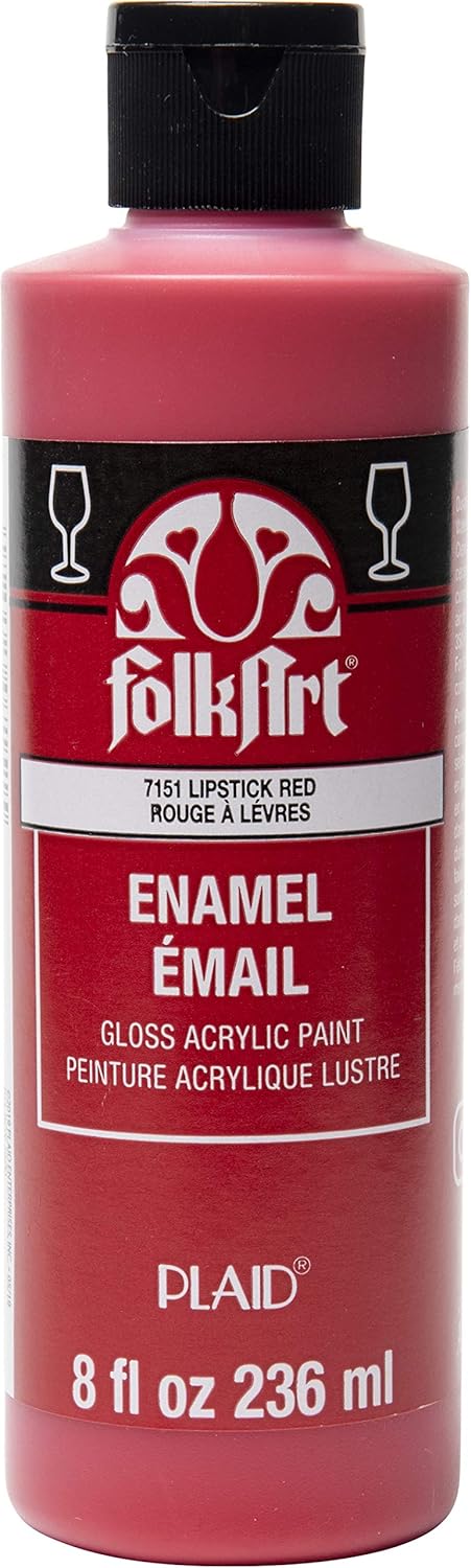 FolkArt Gloss Acrylic Enamel Paint in Assorted Colors, 8 oz, Lipstick Red...