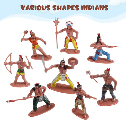 Totority Indians Action Figure Model Playset: 13pcs Native American Figures Decoration Wild West Cowboys Adornments for 15+...