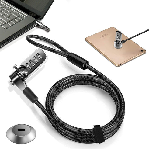 Computer Laptop Cable Lock • Slot Plate 6.23ft Cable • Security Computer Combination Lock • 4 Digital Password Protection Cable • Anti Theft Lock ...