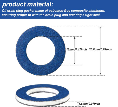 Outus 12 Pieces Oil Drain Plug Gasket Crush Washer Seals Part 90430-12031 Plug Gaskets Replacement Compatible with Prius Tundra Sienna Highlander ...