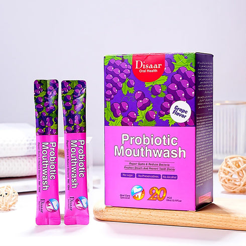 Probiotic Mouthwash Removes Tooth Stains Soft Cool Mouth Feeling Protect Clean Deodorant Teeth 0.11fl.oz X 20pcs (Grape - Repair Gums & Fresh Brea...