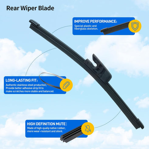 Replacement for Hyundai Veloster 2012-2017 Rear windshield wiper blade and wiper arm kit...