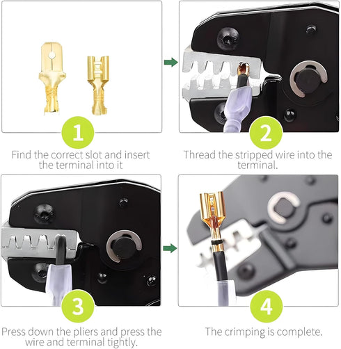 Crimping Tool for Non-Insulated Open Barrel Terminals & Receptacles,Wire Crimper,Wire Crimping Tool, Electrical Crimping Tool for AWG 23-16 (0.25-...