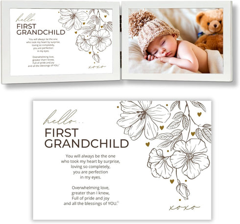 First Grandchild Gift for New Grandparents - Poetry Frame (White)...