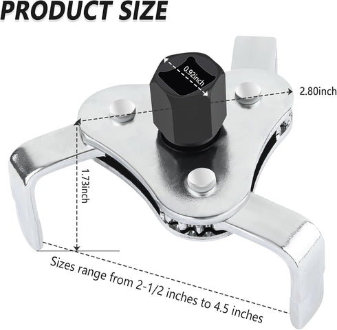 Adjustable Oil Filter Wrench Tool,3 Jaw 2 Way Oil Filter Remover Tool from 2-1/2 Inch to 4.5 Inch,Universal Car Accessories Oil Filter Tool for Mo...