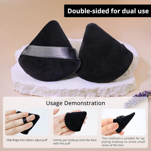 BEAKEY Triangle Powder Puffs for Face Powder Makeup Puff for Loose & Cosmetic Foundation, Wedge Shape Velour Cosmetic Cloud Kiss Makeup Sponges fo...