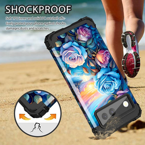 Hekodonk for Google Pixel 6 Case,Heavy Duty Shockproof Protection Hard Plastic+Silicone Rubber Hybrid 3 in 1 Full Body Protective Phone Case for G...