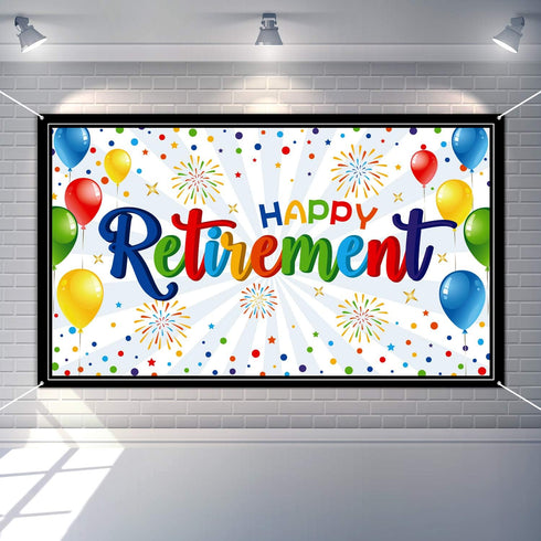 Colorful Retirement Banner Giant Backdrop for Retirement Party Supplies...