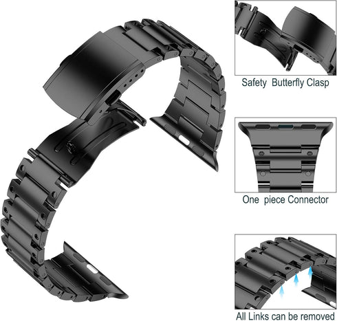 Wolait Metal Band Compatible with Apple Watch 49mm 45mm 44mm 42mm, Upgraded Stainless Steel Business Replacement Band for Series8/7/6/SE/5/4/3 Ult...