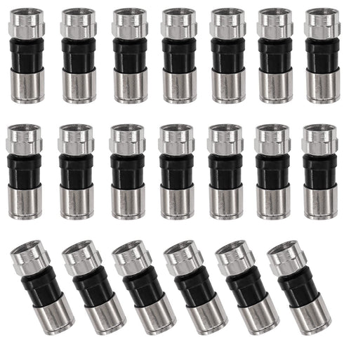 Taiss 20PCS RG6 Compression connectors,F Type Coaxial Cable Compression connectors (Black)...