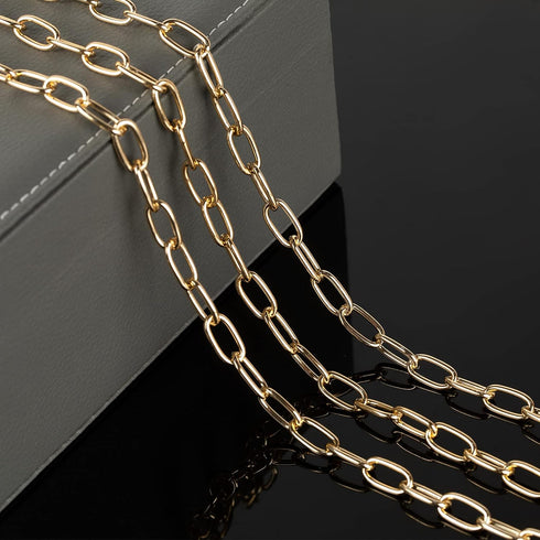 16.4 Feet Aluminum Oval Light Gold Chains for Jewelry Making Unwelded Paperclip Link Cable Chain Roll Necklace Chains Bulk with Lobster Clasps and...
