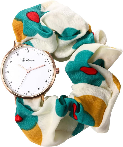 Avaner Women's Floral Wrist Watches: Scrunchies Band Elastic Printed Strap Stretch Watches for Women Ladies...