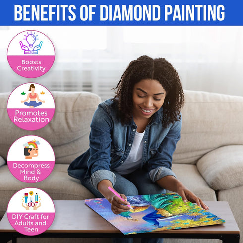 Modern Merch Bird Diamond Art, Peacock Diamond Art Kits for Adults, Floral Diamond Painting Scenery Wall Art 12x16in Gem Art DIY Crafts for Adults...