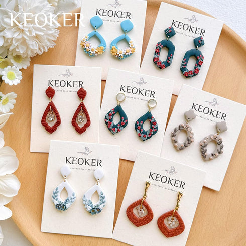 KEOKER Polymer Clay Cutters, Boho Clay Cutters for Polymer Clay Jewelry, Basic Polymer Clay Cutters, Clay Earrings Cutters.((A)...