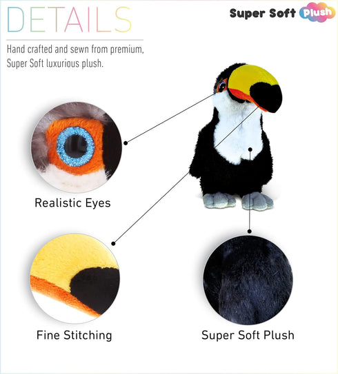 DolliBu Toucan Plush - Super Soft Toucan Stuffed Animal, Cute Tropical Rainforest Animals Figures Bird Plush Toy for Boys and Girls, Adorable Touc...