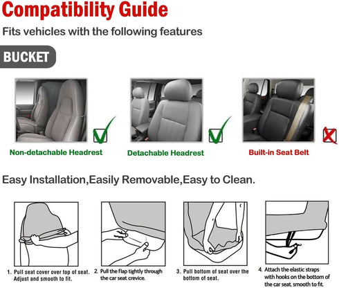 uxcell Universal Black Bucket Seat Cover Protector Pad for Auto Car SUV...