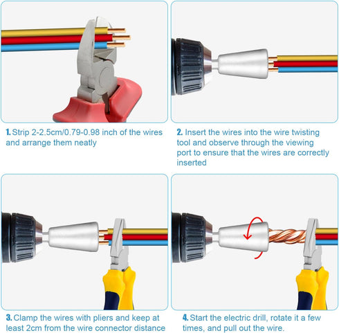 3pcs Wire Twisting Tools, 3 Way /5 Way Wire Stripper and Twister Wire Stripping Tool Wire Connector Socket Cable Twister Tool for Power Drill...