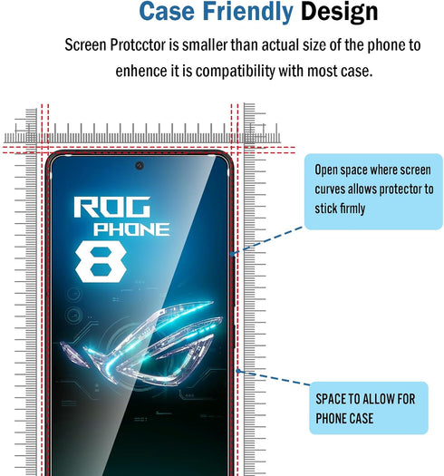 2 Pack Compatible with Asus ROG Phone 8 Pro 5G/ROG Phone 8 Screen Protector,Full Coverage 9H Tempered Glass Film,HD Clear Scratch Resistant,Bubble...