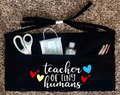 Waist Apron for Teachers with 3 Pockets Half Black Apron,Teachers Prefect Gift (teacher of ting humans)...