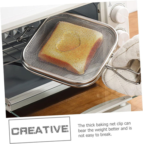 SUPVOX Sandwich Grill Folding Tray Microwave Toaster Sandwich Maker Bread Slice Grill Oven Bread Clip BBQ Grill Outdoor Household Bread Press Stai...