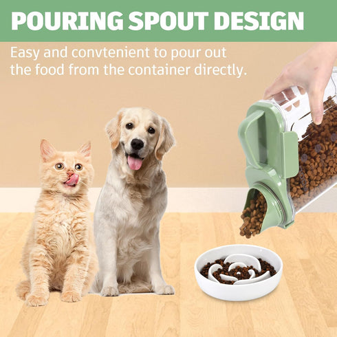 Dog Food Container Small, Pet Food Container with Airtight Pour Spout, Cat Food Storage Container with Measuring Cups, Portable Small Dog Food Con...