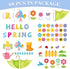 Konsait Spring Bulletin Board Decorations, 68Pcs Spring Bulletin Board Set, Big Umbrella Flowers Waterdrop Spring Cutouts for Home Office Classroo...