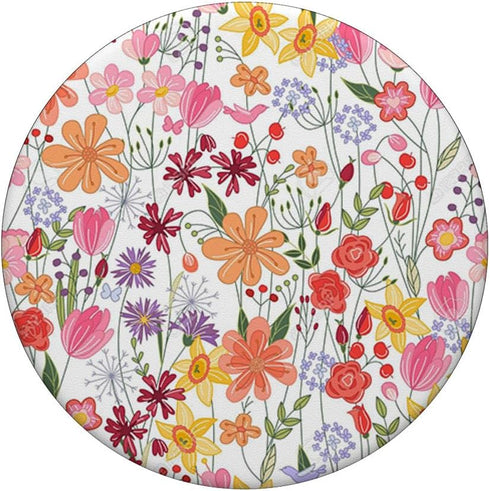 Daisy Flower Pattern On White Background Cute Botanical Grip PopSockets PopGrip: Swappable Grip for Phones & Tablets PopSockets Adhesive PopGrip...