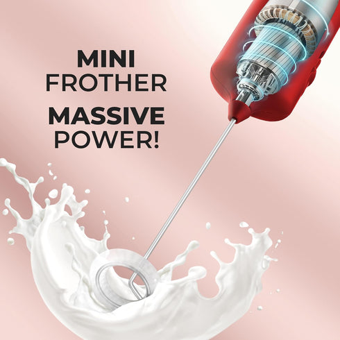 Zulay Kitchen Powerful Mini Milk Frother Handheld - Electric Hand Mixer - Portable Frother Wand for Coffee - Small Drink Blender for Lattes, Cappu...