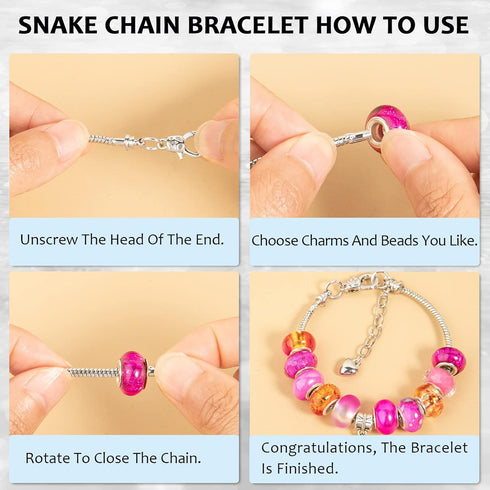 20 Pieces 6.3 Inch Snake Chain Charm Bracelets Adjustable Snake Charm Bracelet Chains with Bracelet Helper Heart Lobster Clasp Extender Chain DIY ...