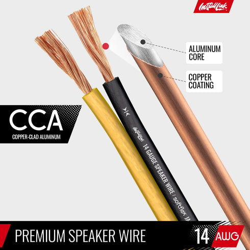 Install Link 14 AWG Gauge Speaker Wire Cable (30 Feet) Stereo, Car or Home Theater, CCA...