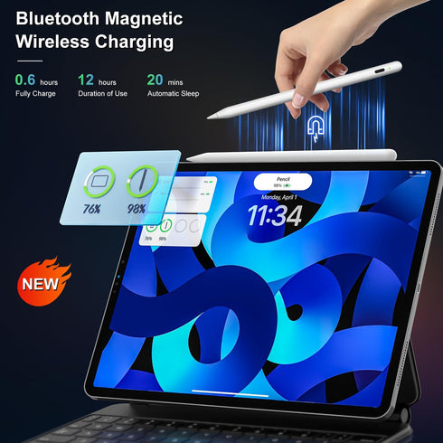 Wireless Charging Pencil 2nd Generation, Pencil for iPad 2nd Generation Stylus Pen for iPad Pro with Palm Rejection Tilt Sensitivity, Pen for ipad...